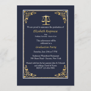 Invitación Recortado en Gold Justice Scale Graduation vie