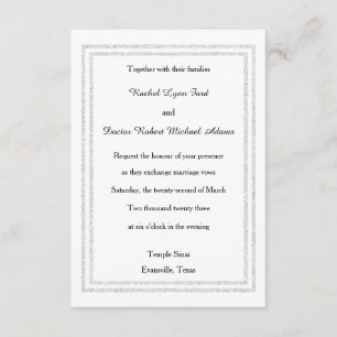 Invitación Recorte-3x5-Boda de Purpurina blanco plateado de M