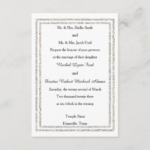 Invitación Recorte con brillo plateado de moda -3x5 Invitació