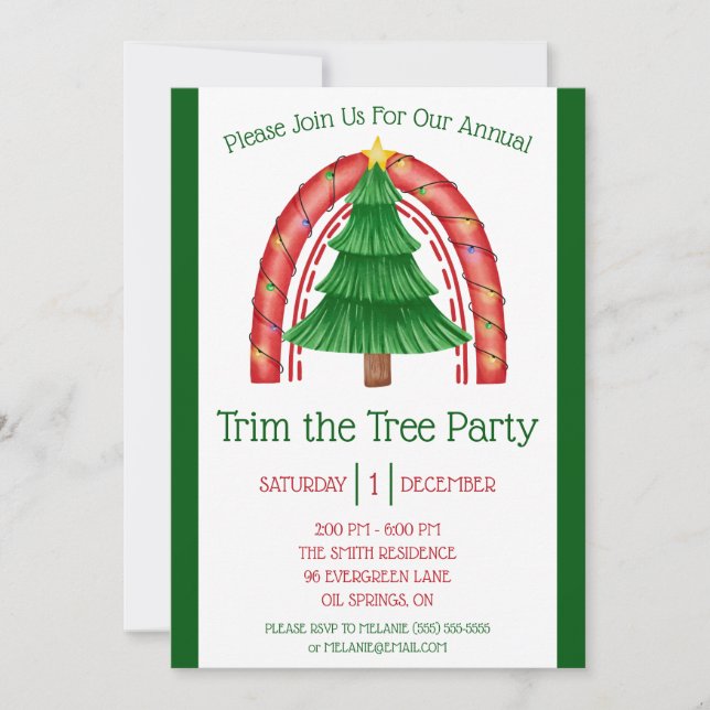 Invitación Recorte de árboles de Navidad, vacaciones decorati (Anverso)