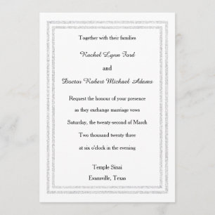 Invitación Recorte de Purpurina de plata blanca de moda - Inv