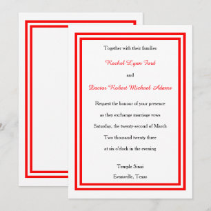 Invitación Recorte rojo doble -5x7Invitación a matrimonio