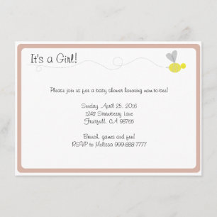 Invitación Recorte rosado de Baby Shower Bumblebee