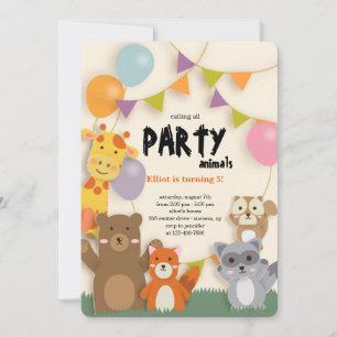Invitación Recortes de Animales de Fiesta
