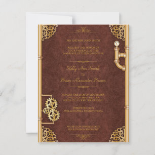 Invitación rectangular pequeña de Steampunk