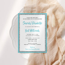 Rectángulo azul y plateado de Bat Mitzvah Purpurin