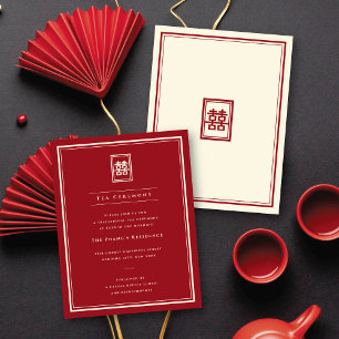 Invitación Rectángulo Clásico Ceremonia de Té de Doble Felici