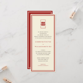 Invitación Rectángulo doble felicidad simple Boda chino