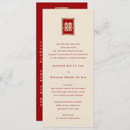 Invitación Rectángulo dorado doble felicidad Boda chino