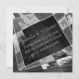 Invitación Rectángulo irregular inclinado, negro y gris claro