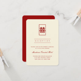 Invitación Rectángulo simple doble felicidad Boda chino