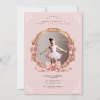 Invitación Recuento de bailes de ballet de niños con marco ba