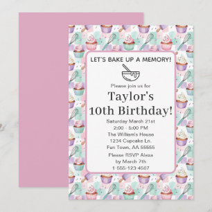 Invitación Recuerda Divertido Cumpleaños Cupcake Acuarela
