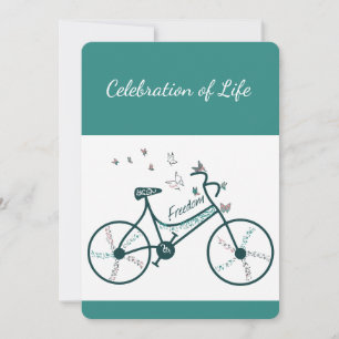 Invitación Recuerden celebración de la vida Mariposas en bici