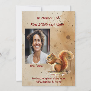 Invitación Recuerdo conmemorativo Ardilla Roja Linda