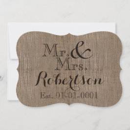 Invitación Recuerdo de boda rústico personalizado con aspecto