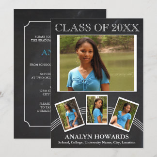 Invitación Recuerdo de Graduación Pizarra de Tiza para 4 Foto