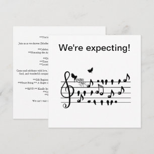 Invitación Recuerdo de notas de pájaro de música de shower de
