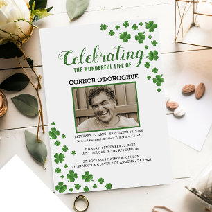 Invitación Recuerdo de Trébol de Tréboles Funeral Irlandés