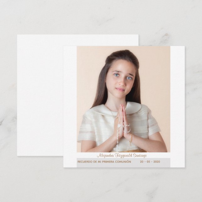 Invitación Recuerdo el resumen de mi primera comunión (Anverso / Reverso)