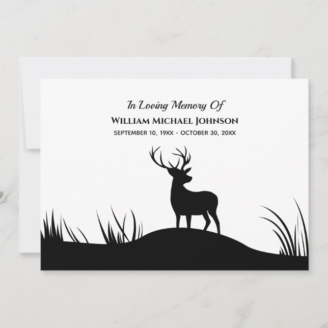 Invitación Recuerdo En Memoria De Los Funerales De Deer (Anverso)