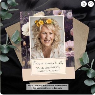 Invitación Recuerdo floral conmemorativo de la foto del funer