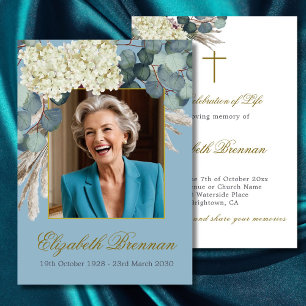 Invitación Recuerdo Funeral Religioso Floral Foto Elegante