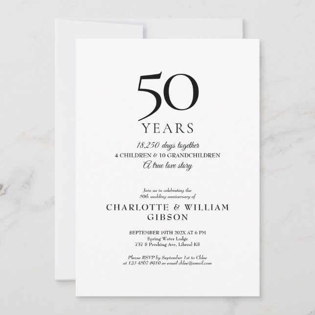 Invitación Recuerdos de aniversario de bodas de cualquier año (Anverso)