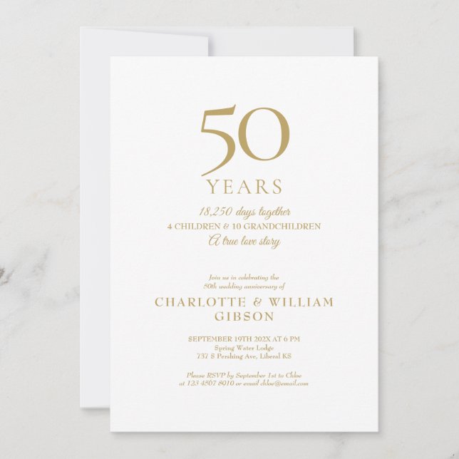 Invitación Recuerdos de Bodas de Oro 50 Aniversario Foto Dora (Anverso)