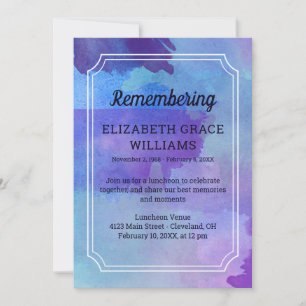 Invitación Recuerdos de color azul morado