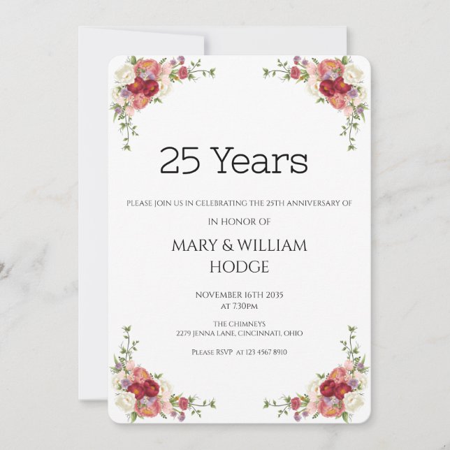 Invitación "Recuerdos de oro: Celebrando 25 años de amor" (Anverso)