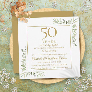 Invitación Recuerdos del 50º Aniversario de Boda Greenery Squ