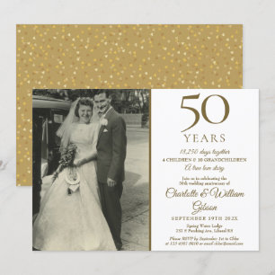 Invitación Recuerdos del 50 Aniversario Confeti Foto de Boda