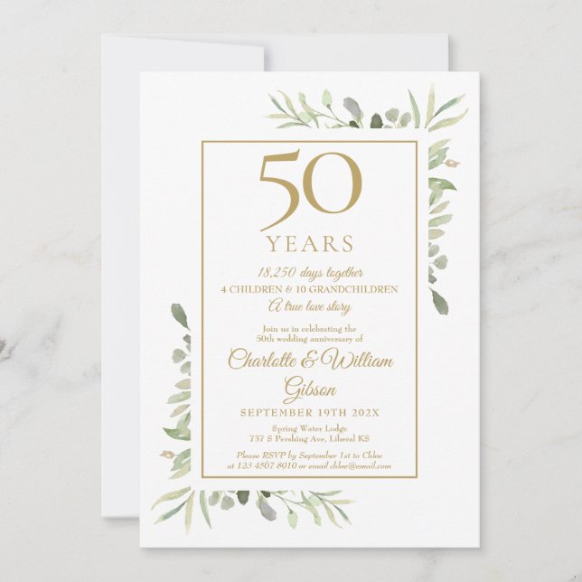 Invitación recuerdos del 50° Aniversario de los Bodas de Oro (Anverso)