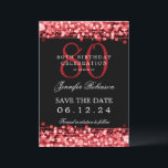Invitación Red 80th Birthday Guardar la fecha con detalles<br><div class="desc">Elegante diseño "80th Birthday Party" con Red String Lights y nombre personalizado y texto de detalles. Fácil de usar y fácil de personalizar. ¡No te quedes sin el tuyo!</div>