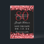 Invitación Red 80th Birthday Guardar la fecha con detalles<br><div class="desc">Elegante diseño "80th Birthday Party" con Red String Lights y nombre personalizado y texto de detalles. Fácil de usar y fácil de personalizar. ¡No te quedes sin el tuyo!</div>