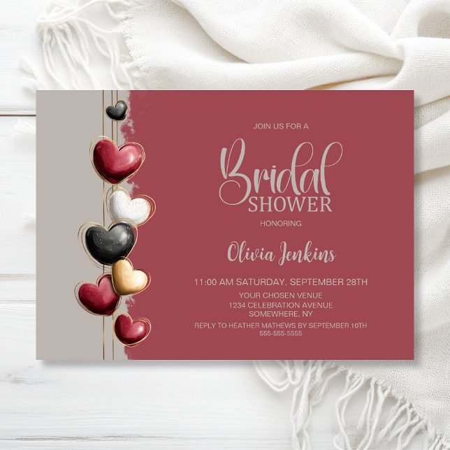 Invitación Red and Pink Hearts Bridal Shower (Subido por el creador)