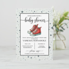 Invitación Red Baby High Tops Baby Shower