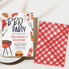Invitación Red Bbq Red Oven Mitt Chicas Bbq Cumpleaños
