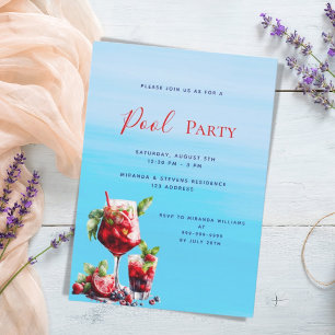Invitación Red bebe agua azul Fiesta de la piscina