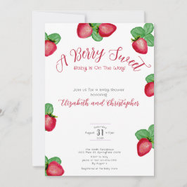 Invitación Red Berry Sweet Strawberry Girl Baby Shower