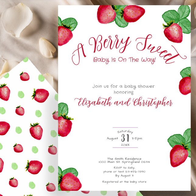 Invitación Red Berry Sweet Strawberry Girl Baby Shower (Subido por el creador)