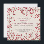 Invitación Red Berry Winter 21st Birthday Surprise Fiesta<br><div class="desc">La invitación a la fiesta de cumpleaños de moda rústica incluye bayas de fuego rojas rústicas como marco. La tipografía moderna y mínima se suma a la estética contemporánea.</div>