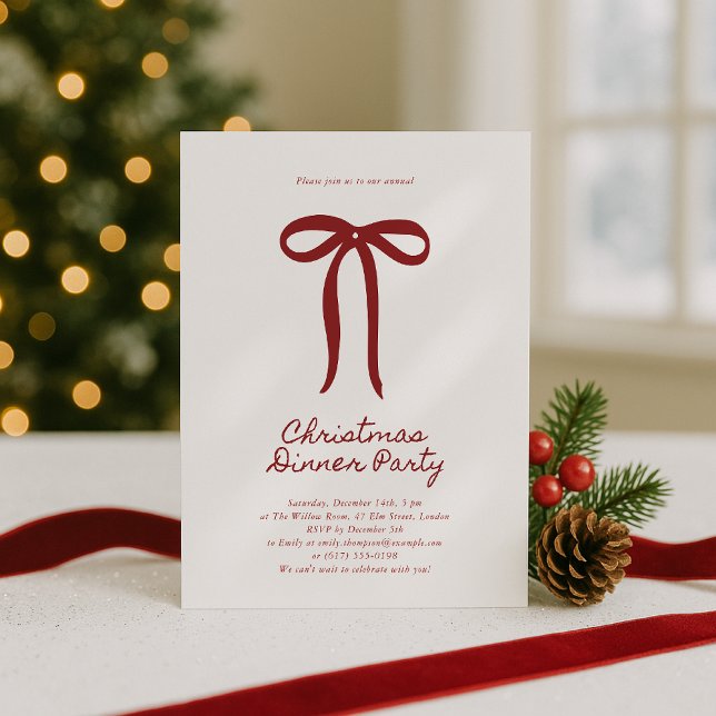 Invitación Red Big Bow Christmas Party Invitation (Subido por el creador)