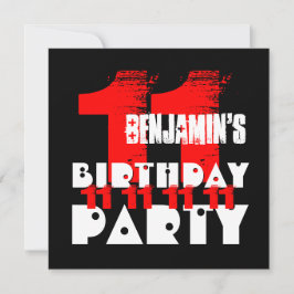 Invitación RED BLACK 11ª fiesta de cumpleaños V02 de 11 años