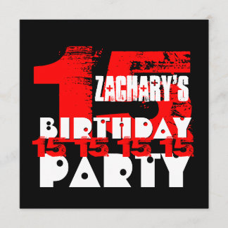 Invitación RED BLACK 15th Birthday Party V07 de 15 años