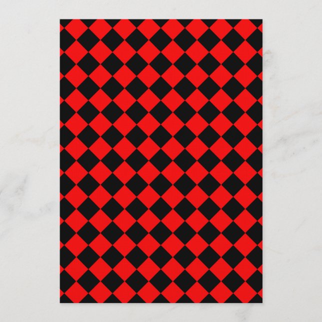 Invitación Red Black Checker Diamond Pattern (Anverso)