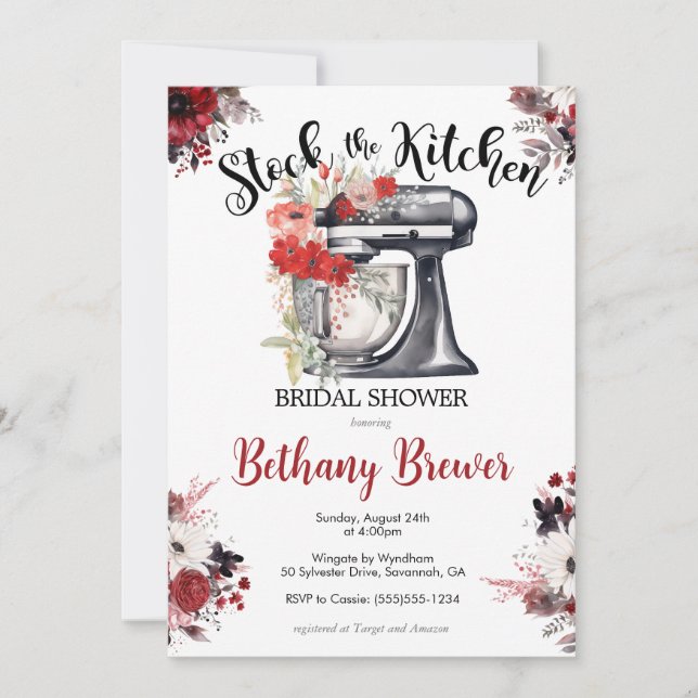 Invitación Red & Black Stock el tema de la cocina Bridal Show (Anverso)