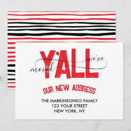 Invitación Red Black Stripe We Moved Moving Announcement