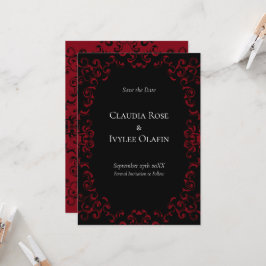 Invitación Red & Black Swirl Gothic Boda